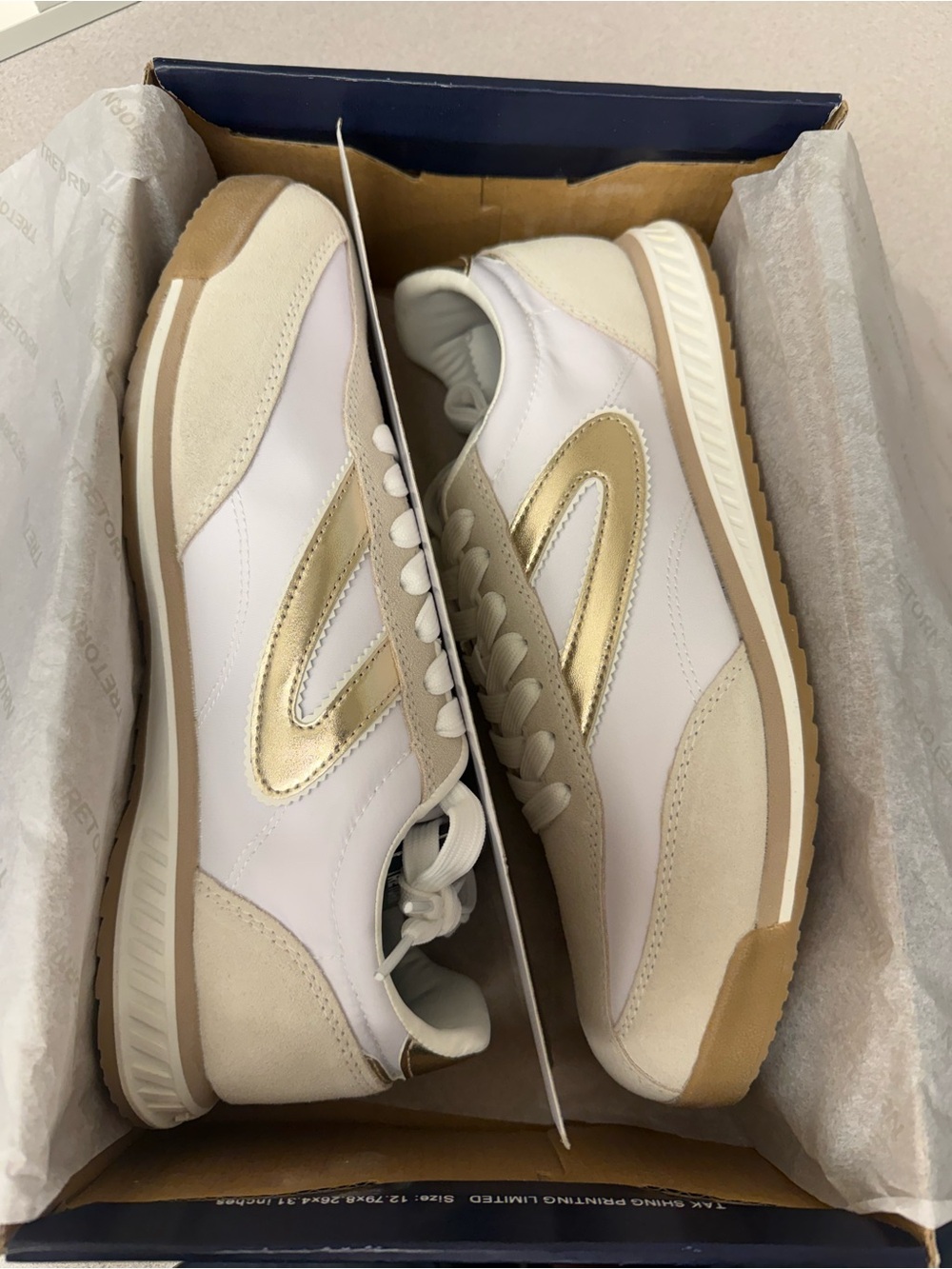 Tretorn Kristine Elite G Women’s Sneakers Shoes White Champagne Gold